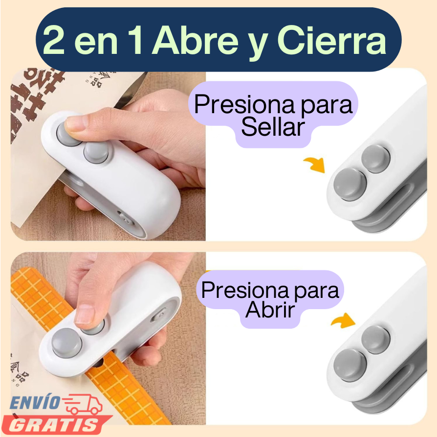 Sealify® Mini Selladora de Bolsas Recargable 2 en 1 (Sella y Corta)