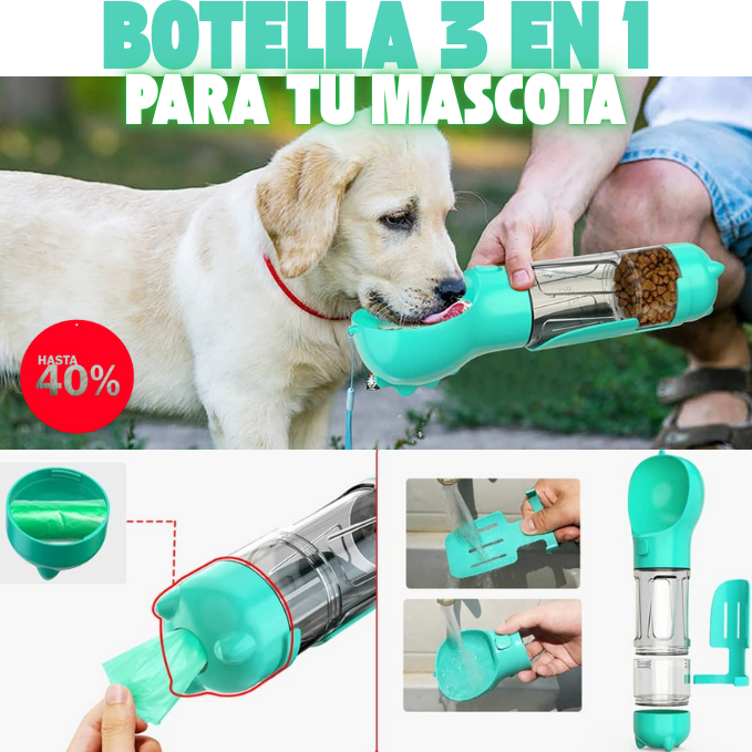 Botella Multifuncional 3 En 1 Para Mascota