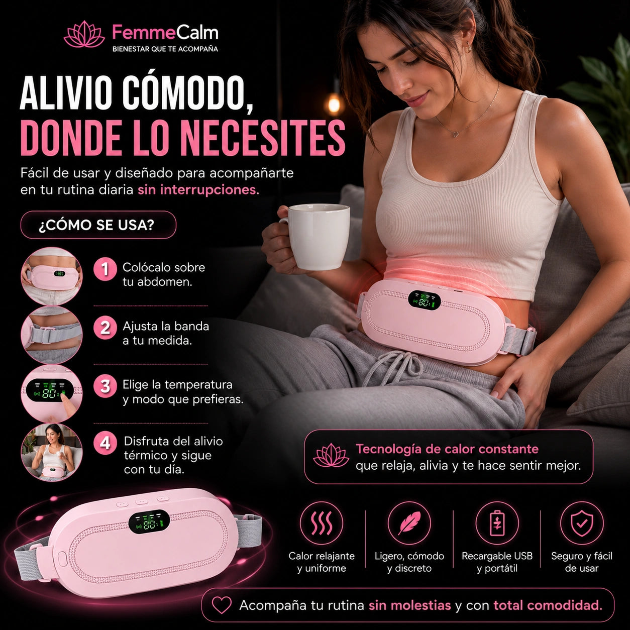 FemmeCalm - Alivia rápido para dolores menstruales
