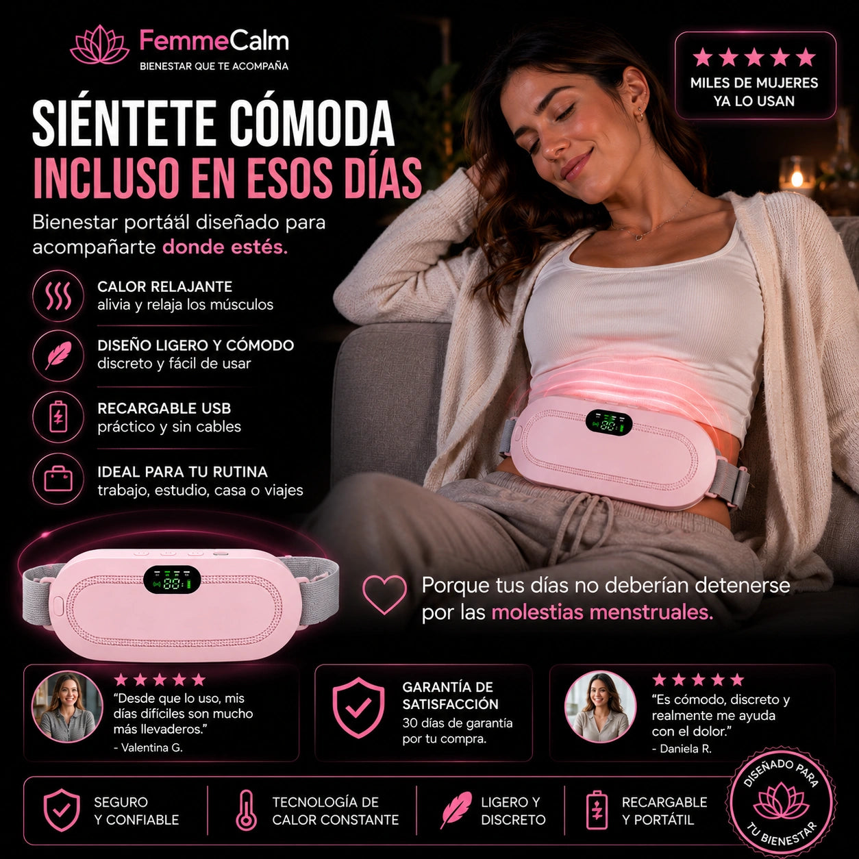FemmeCalm - Alivia rápido para dolores menstruales