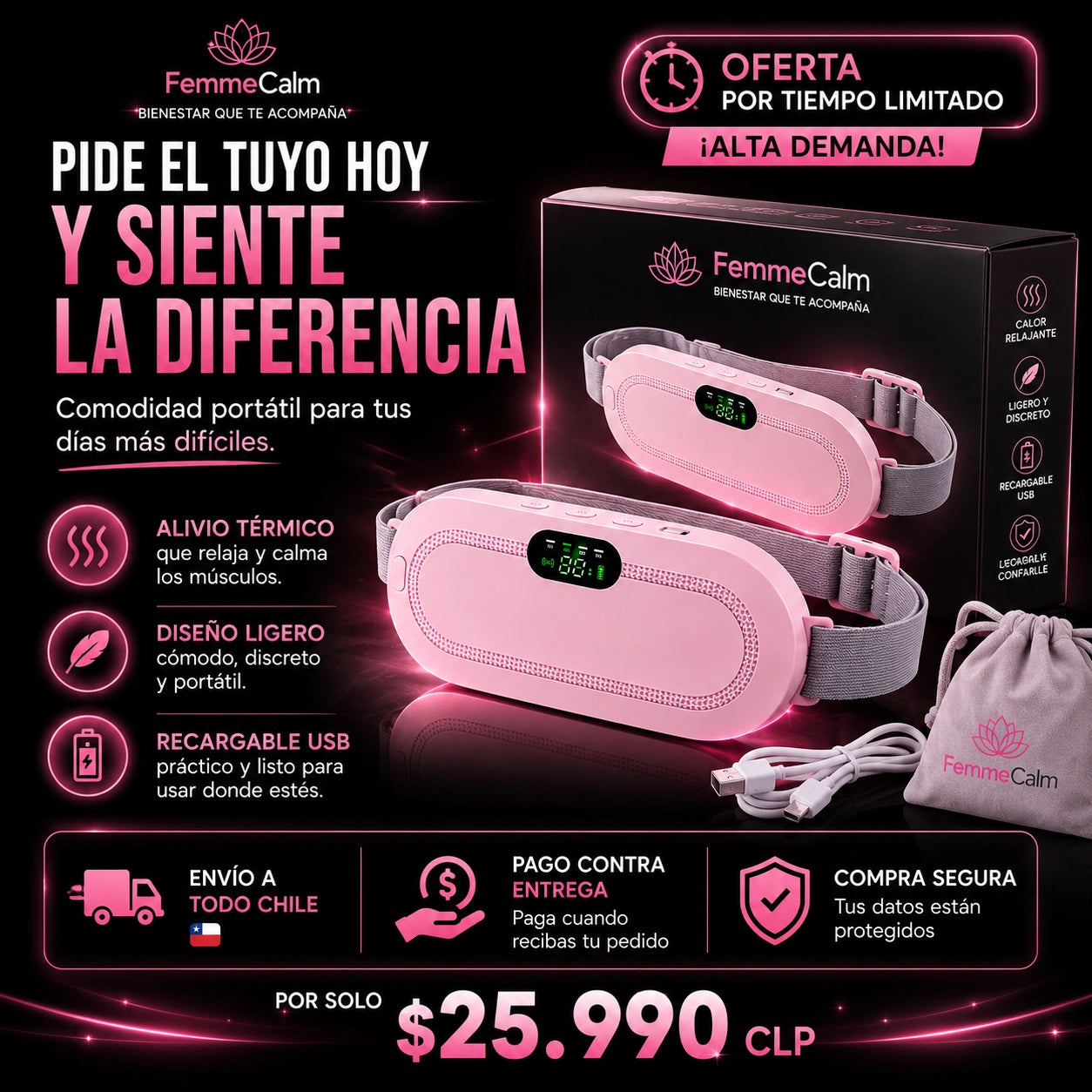FemmeCalm - Alivia rápido para dolores menstruales