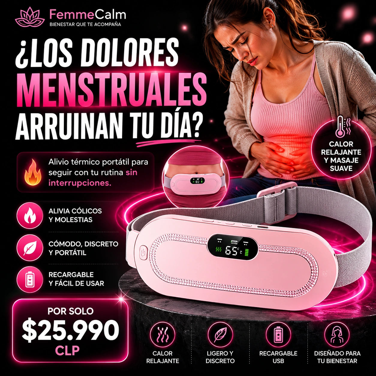 FemmeCalm - Alivia rápido para dolores menstruales